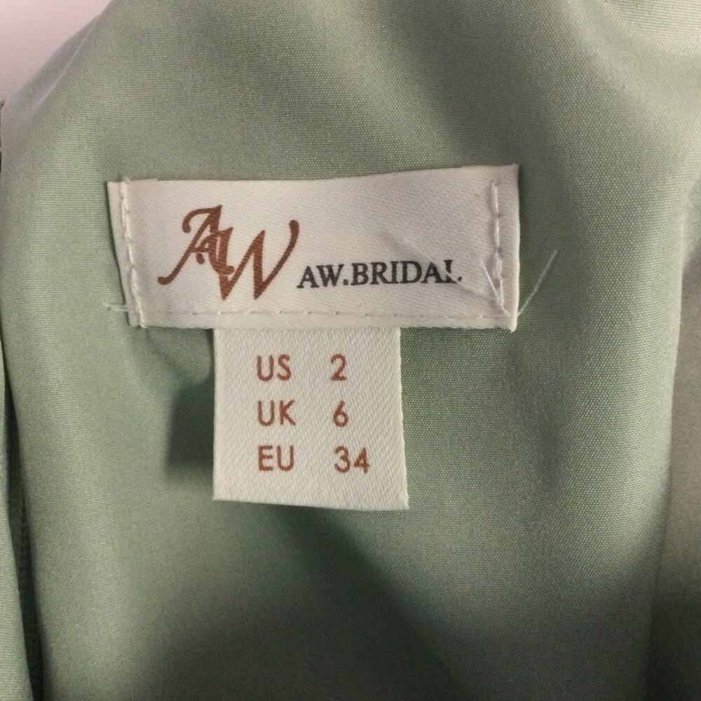 AW BRIDAL 2 XS sage green chiffon Asma tier pleated backless maxi dress NEW B88 - Picture 6 of 7